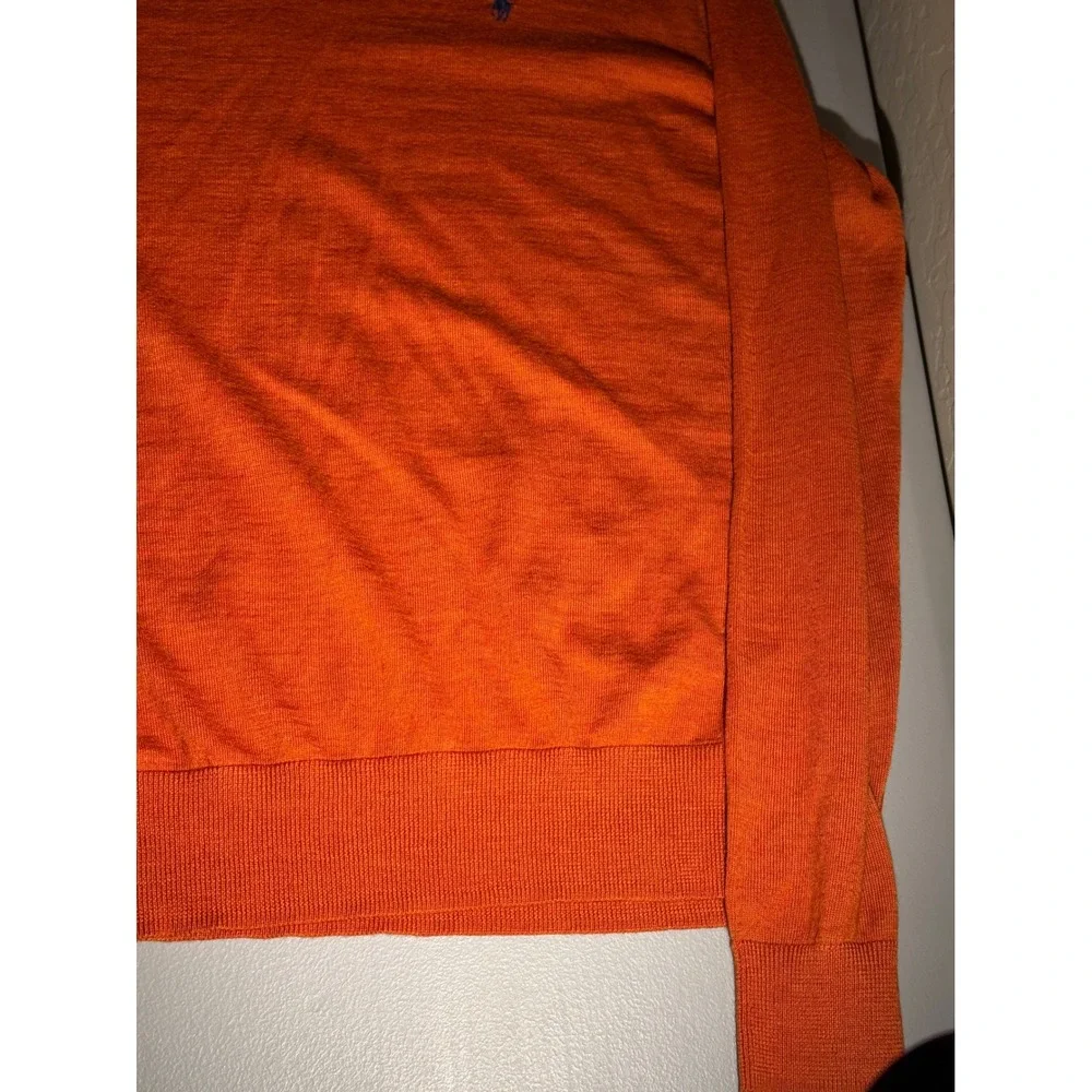 Polo Ralph Lauren Mens XXL Orange Merino Wool V-Neck Sweater Custom Fit